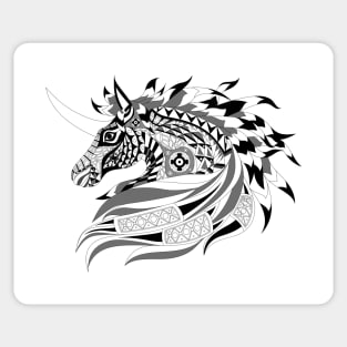 wild unicorn horse in mandala crazy pattern Sticker